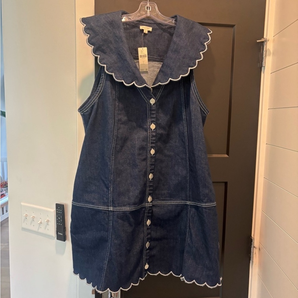 NWT! Anthropologie Pilcro Scalloped Denim Buttondown Dress - Size 2X 👝 - Picture 6 of 11